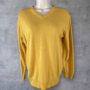Cashmere Men’s Sweater Medium Wool and Cashmere Yellow Made In Italy (672)
